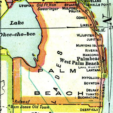 An old map of West Palm Beach, Florida